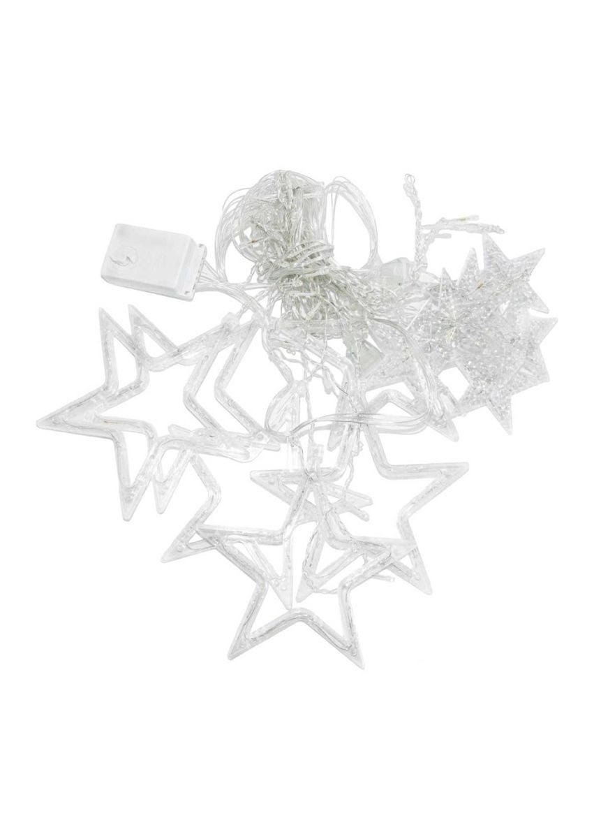 Гирлянда штора 3х0,7м Звезды на 108 LED лампочек светодиодная 6 больших и 6 маленьких звезд 9В 8 режимов No Brand 1733053ML (299239583)