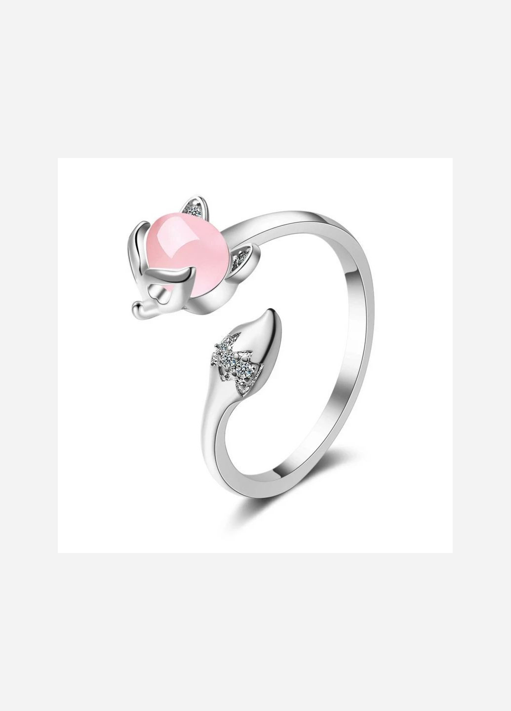 Женское кольцо серибристая лиса с опалом Символ хитрости и красоты размер регулируемый Fashion Jewelry (290664034)