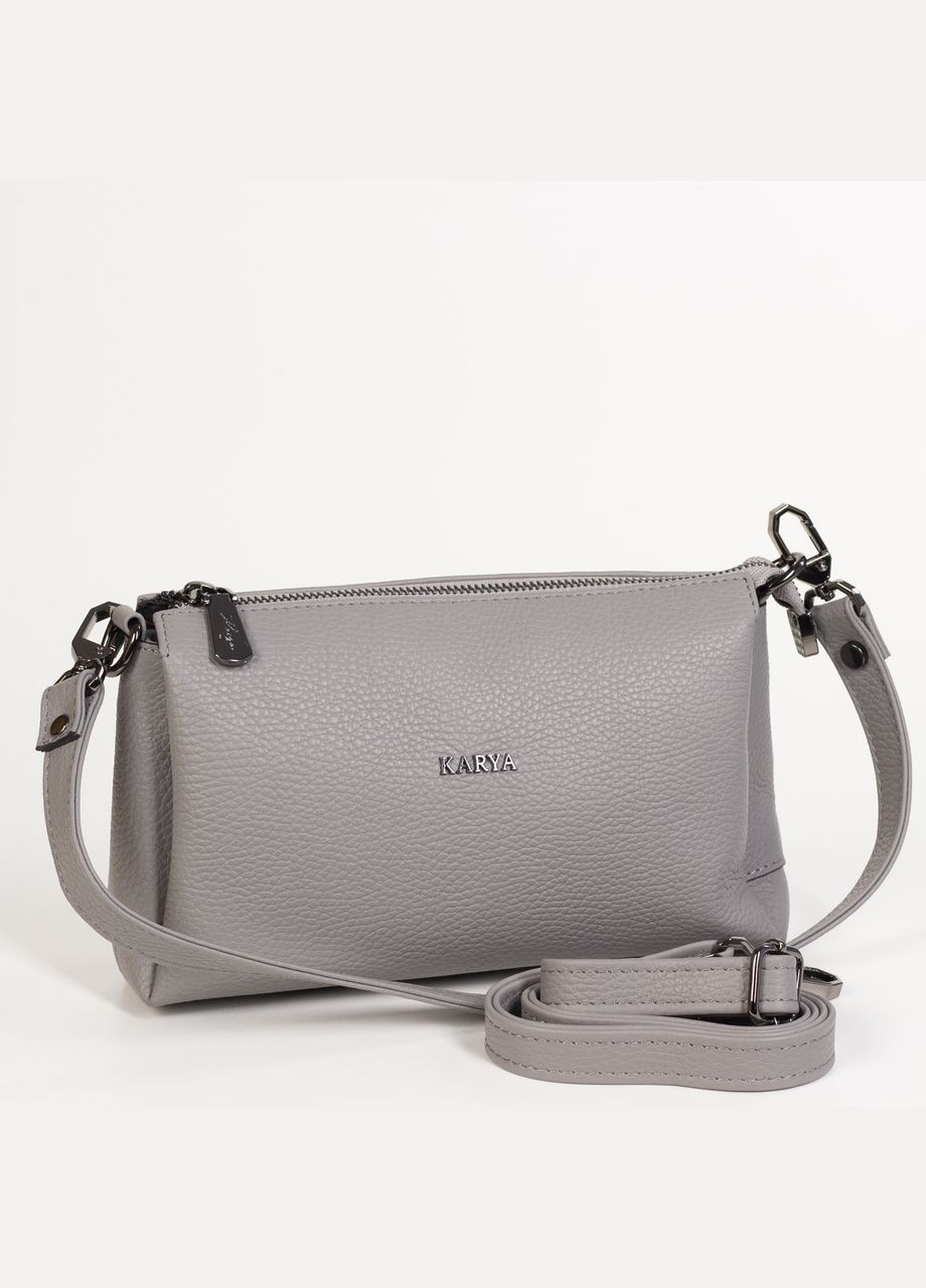 Жіноча шкіряна сумка крос-боді 5070-081 сіра Karya (315922724)
