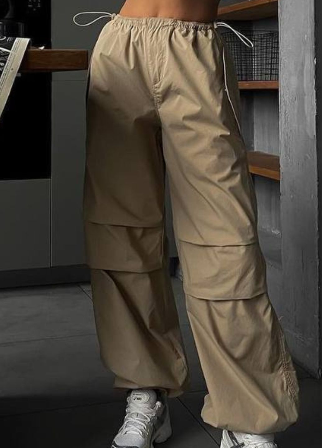 Повсякденні штани карго високої посадки на затяжках з кишенями Tik-Tak (341736031)