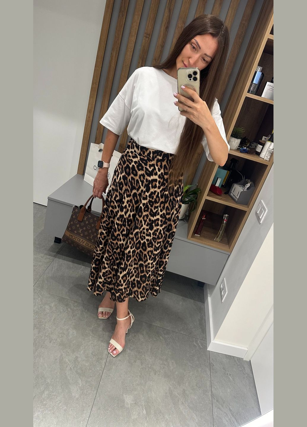 Коричневая кэжуал однотонная юбка clar штапель EVVA