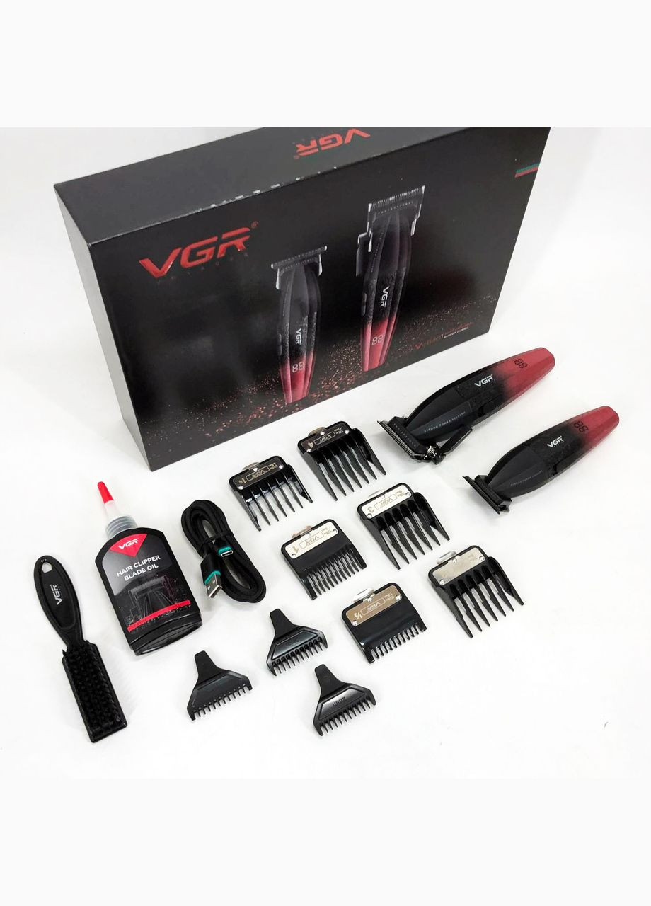 Профессиональный набор для стрижки волос V-640 аккумуляторный Barber Combo PREMIUM. Цвет: красный VGR (364665441)