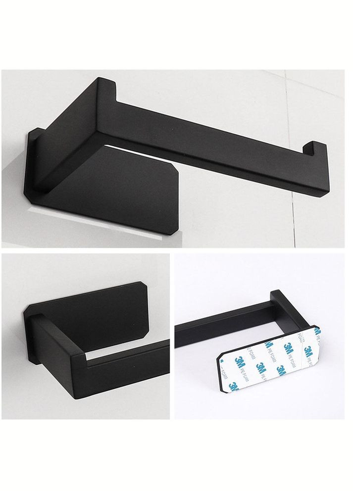 Тримач для туалетного паперу або рушників самоклейний прямокутний чорний (OK0063_3) No Brand (315922546)