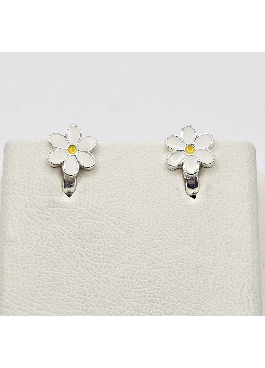 Серьги серебряные с ювелирной белой эмалью 1,6 г No Brand (369737604)