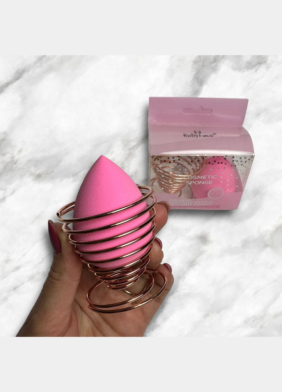Спонж для макіяжу на металевій підставці, рожевий No Brand (302490851)