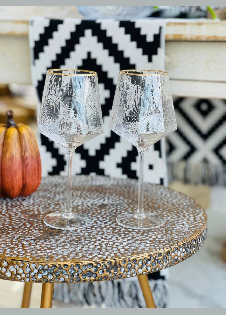 Набір 2 шт келихів для червоного вина із золотим кантом Marsel, 570мл No Brand (305296084)