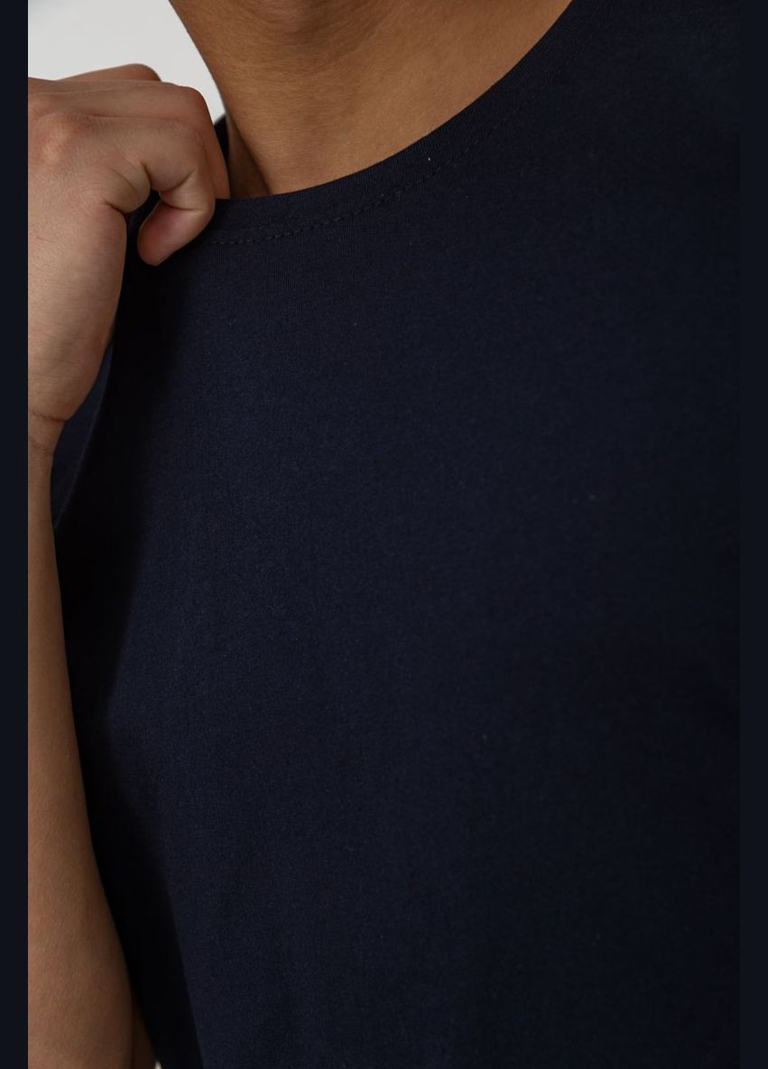 Темно-синя футболка чоловіча однотонна базова, колір темно-синій, Ager