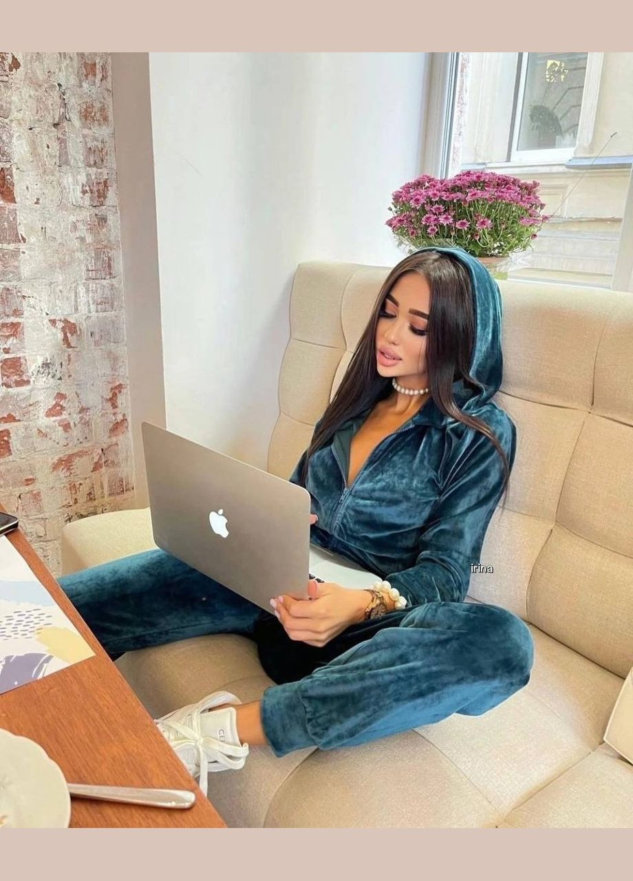 Жіночий комбінезон No Brand комбінезон-брюки смарагдовий спортивний, повсякденний, кежуал велюр