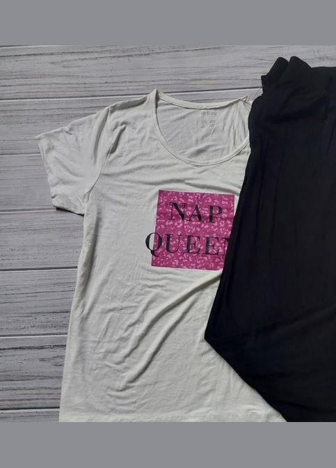 Черно-белая всесезон пижама из вискозы для женщин футболка + брюки Esmara піжама