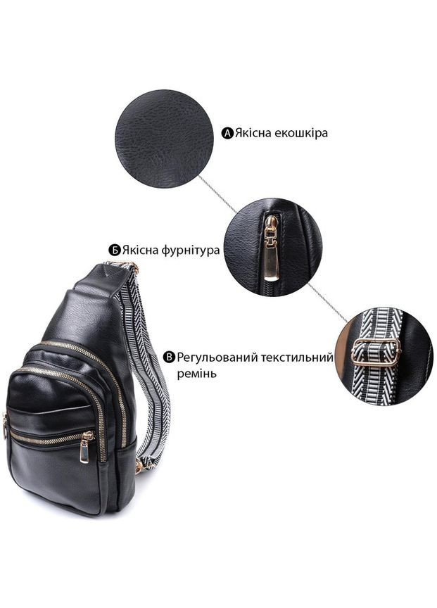 Сумка жіноча планшет для документів рюкзак слінг в дорогу сумочка для телефону Чорний 34793 Vintage (332612616)