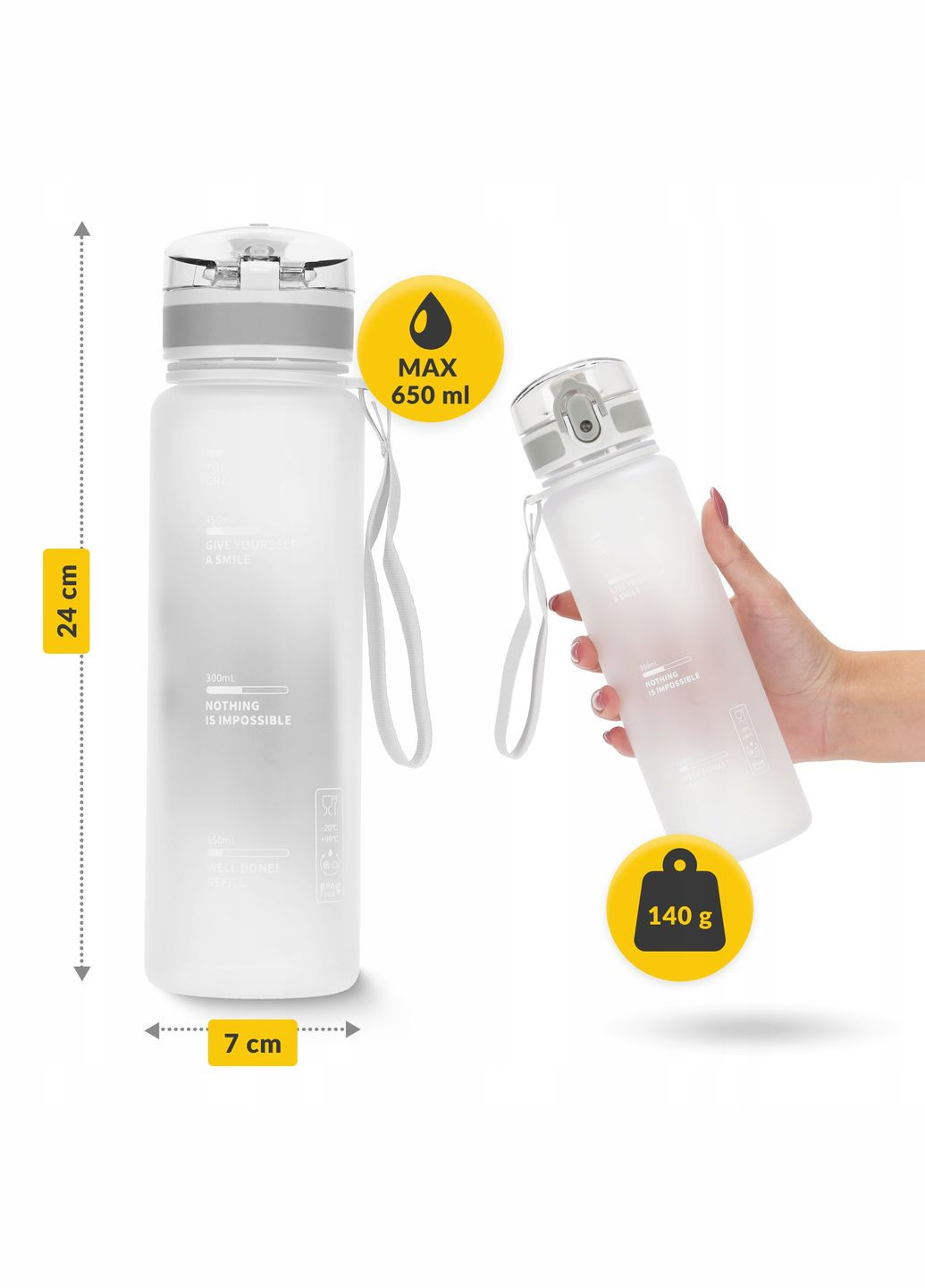 Бутылка для воды спортивная 650 мл Grey () 4FIZJO P-5905973404280 (315440904)