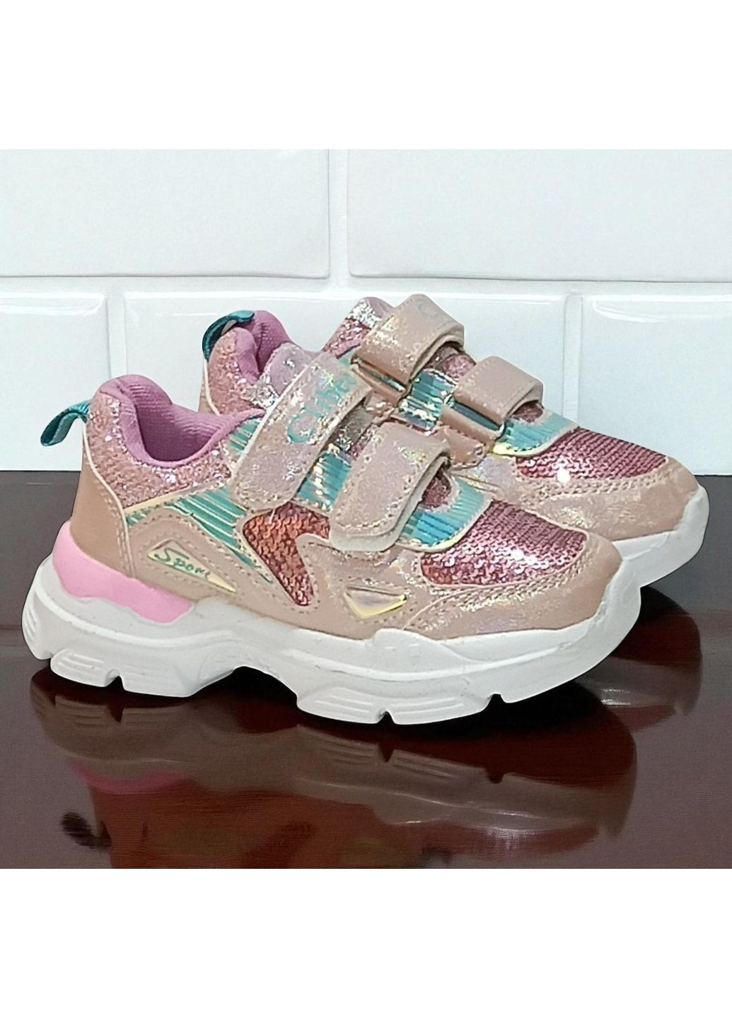 Розовые демисезонные ортопедические кроссовки на липучках для девочки клиби Clibee