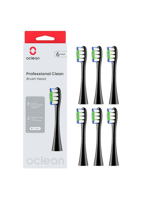 Насадка для зубної електрощітки P1C5 B06 Professional Clean Brush Head Black (6 шт) (6970810553864) Oclean (370618852)