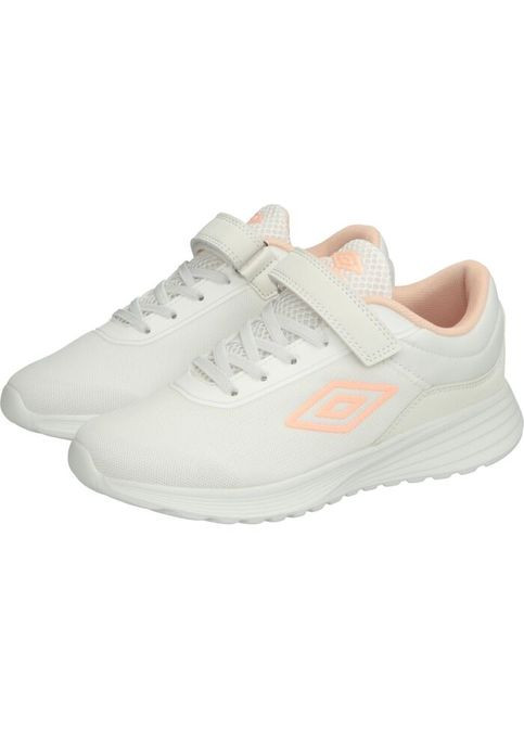 Белые летние етские кроссовки для девочки — белые с лососевыми акцентами Umbro MAYFORD VE JNR