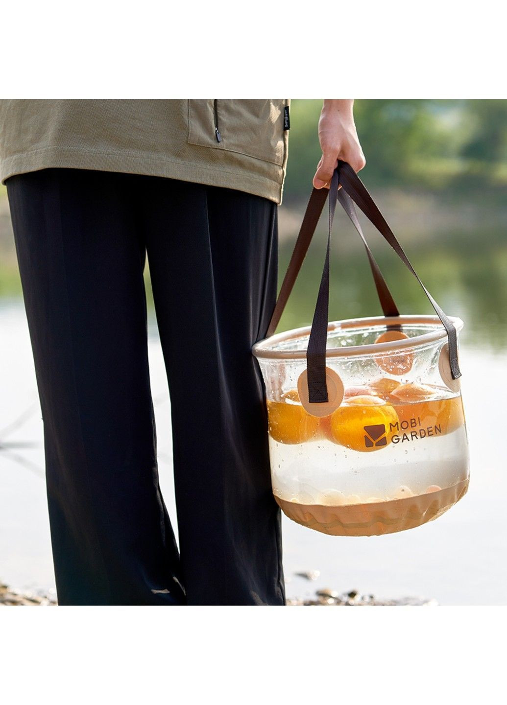 Ведро складное прозрачное Bucket 10л NX23690001 sand Mobi Garden (370666442)