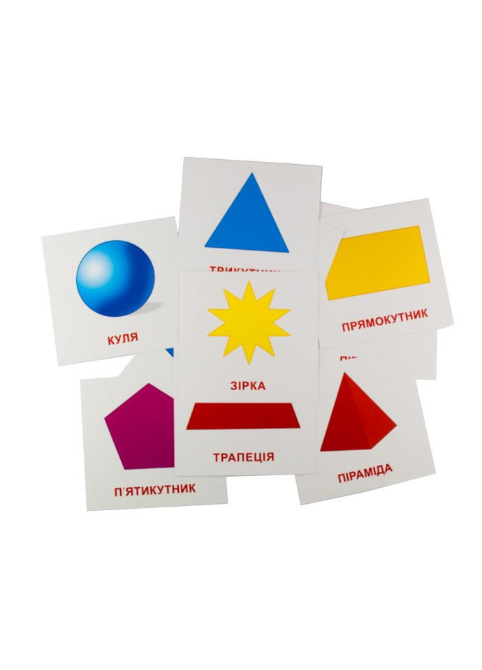 Развивающие карты "Геометрические фигуры" (110х110 мм) 65797 англ. /укр. языке Зірка (369669745)