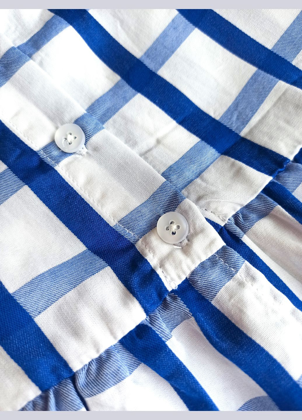 Синяя летняя футболка-блуза для девочки tbt377 белая/синяя клетка To Be Too