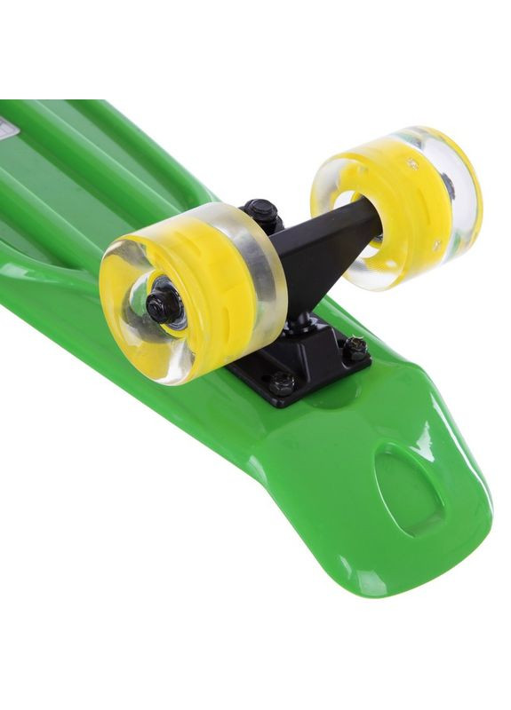 Скейтборд пластиковий LED WHEELS FISH 22in з світящими колесами (салат-чор-жовтий) (SK-405-8) Penny (361434154)
