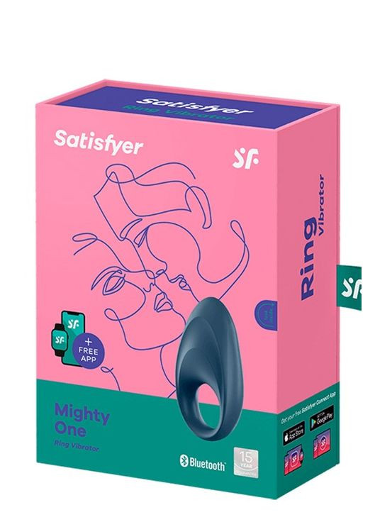 Ерекційне смарт-віброкільце Mighty One синє Satisfyer (347312859)