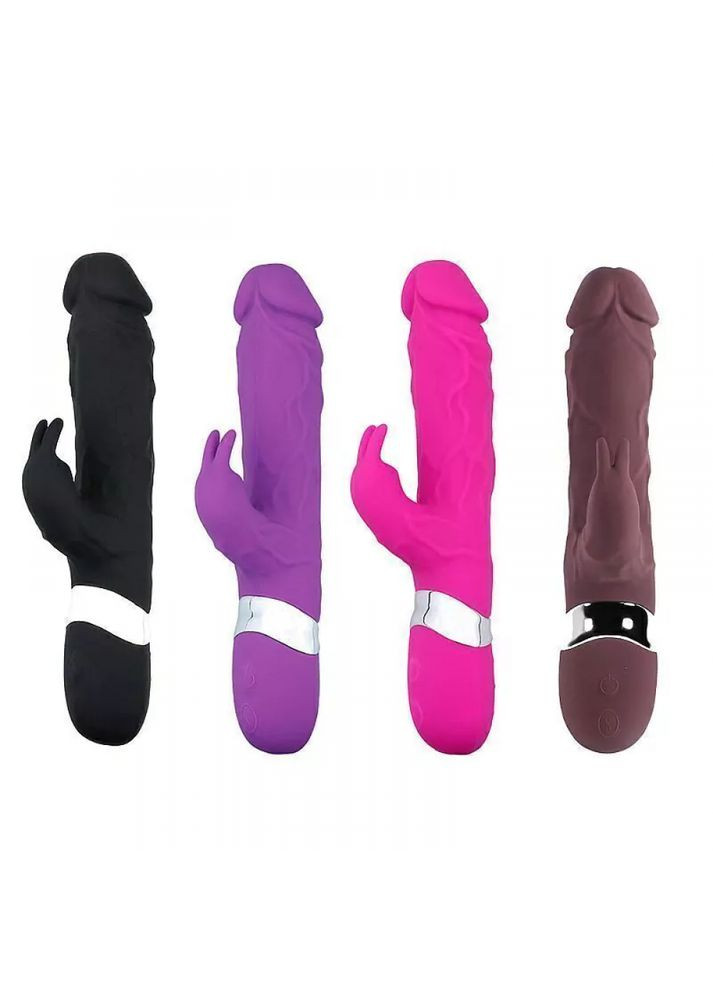 Подвійний вібратор кролик Rabbit Kiss USB чорний силікон + пластик No Brand (303910391)