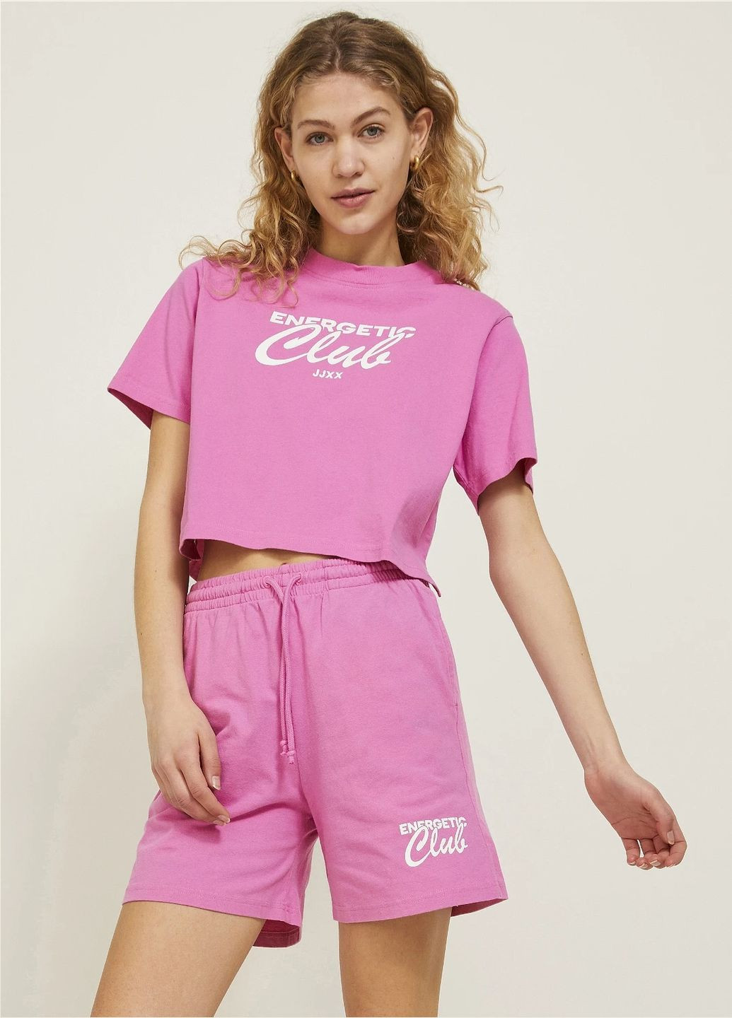 Розовая летняя футболка JJXX