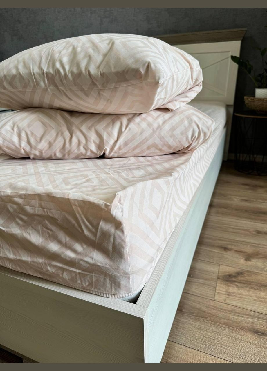 Простирадло на резинці Бязь Gold 200х160х20 см + наволочки 50х70 см 2 шт Рожевий (П4К-les-rezinka-002-01 50х70) No Brand (315734301)