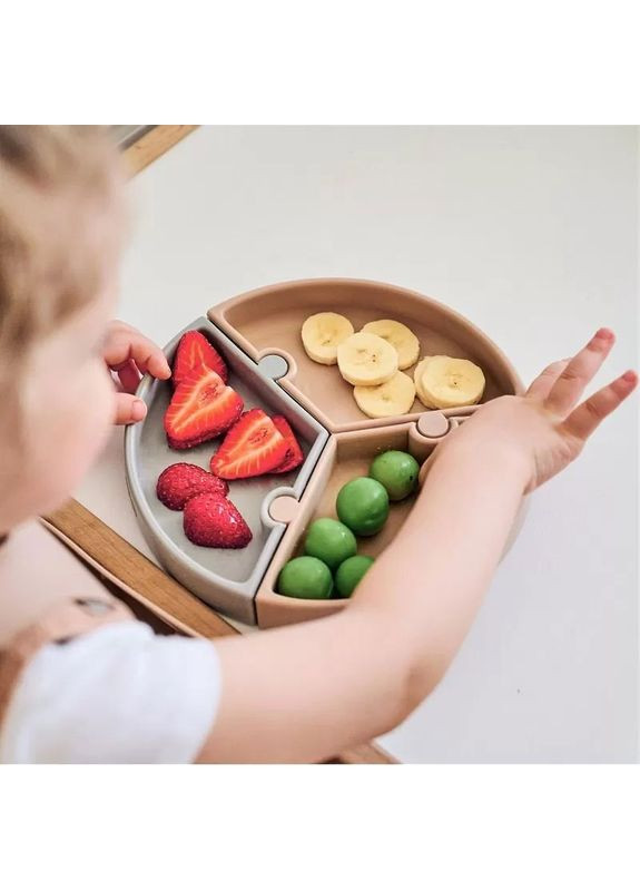 Секционная тарелка Puzzle на присоске 19 см Pinky Pink/Powder (101050058) MinikOiOi (323109685)