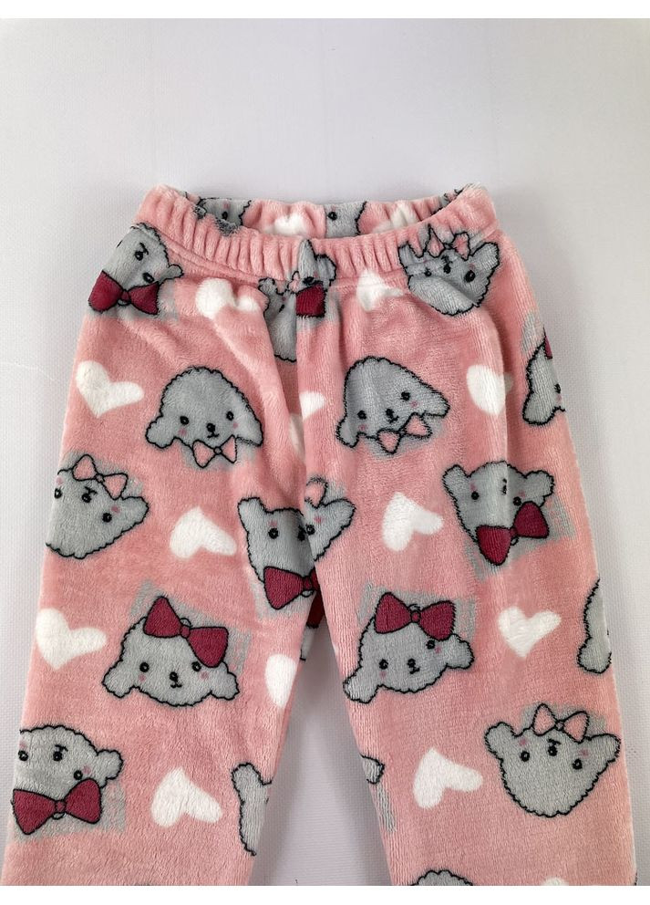 Персиковая зимняя пижама детская вельсофт Flamingo