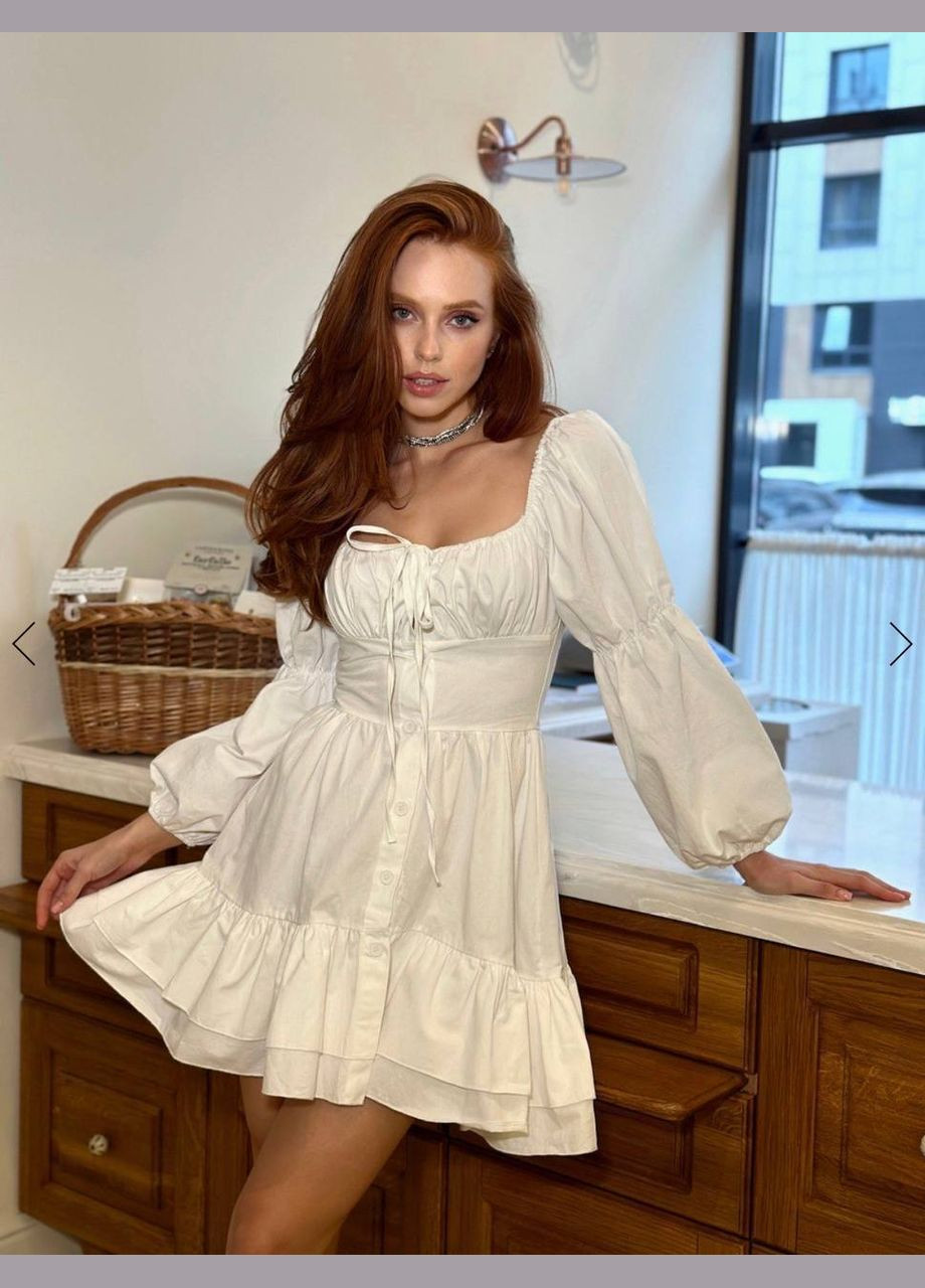 Білий святковий, вечірня вишукана міні сукня декорована воланами з пишною спідницею Adelante однотонна