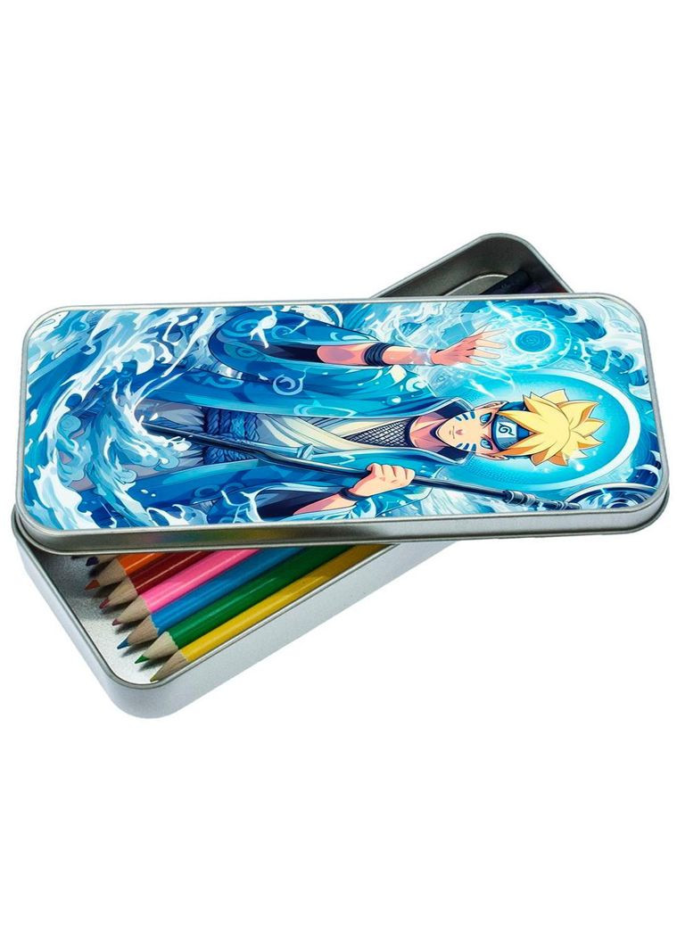 Пенал школьный для мальчика и девочки металлический Аниме Боруто #010 7*18 см Silver No Brand (309153205)