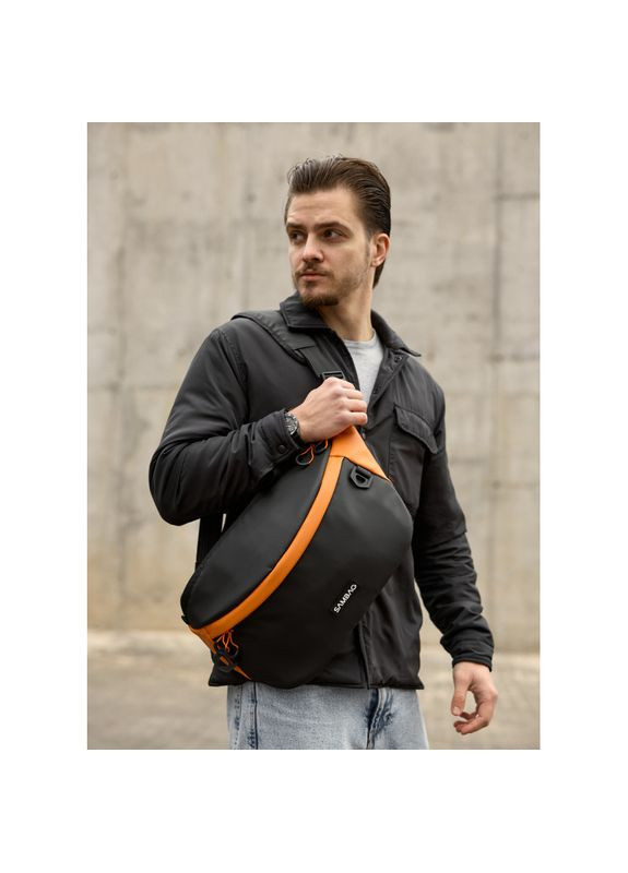 Мужская сумка-бананка под ноутбук Urban Laptop черно-оранжевая. Sambag (367041242)