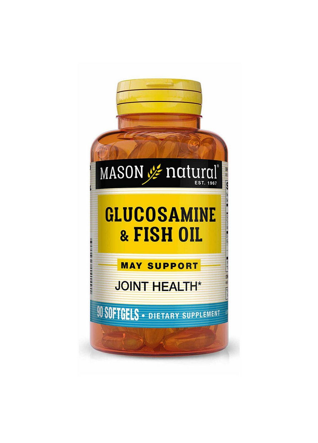 Препарат для суставов и связок Glucosamine & Fish Oil, 90 капсул Mason Natural (293480541)