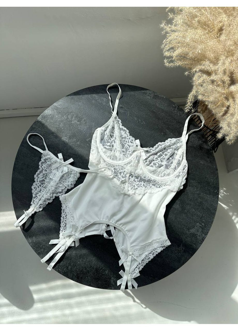 Білий балконет комплект жіночої білизни | ніжна спокуса, білий мереживний Vital-Textile з кісточками поліестер, еластан
