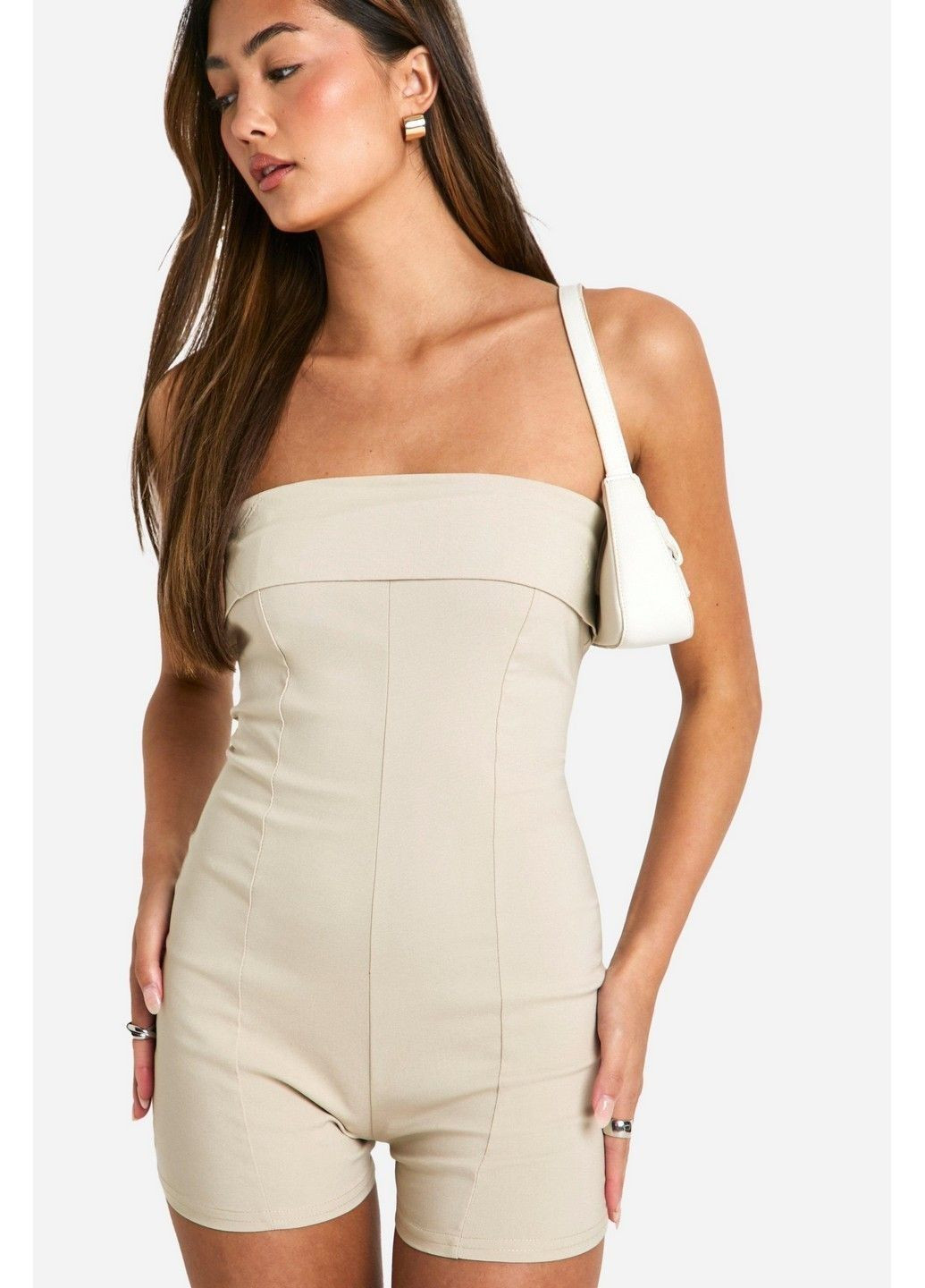 Комбінезон Boohoo однотонний бежевий кежуал