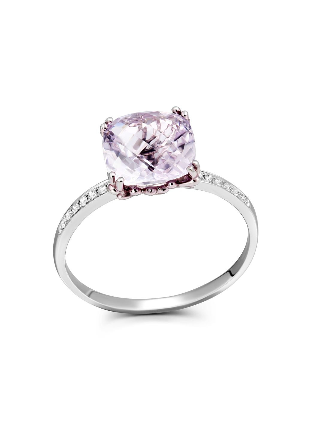 Кільце з аметистом і діамантами у білому золоті 1К034-0865 Zarina (333833378)