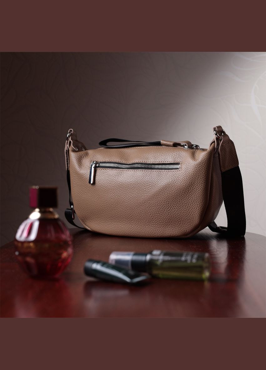 Сумка через плечо женская кожаная с необычным бегунком брелком 22618 Бежевая Vintage (302008980)