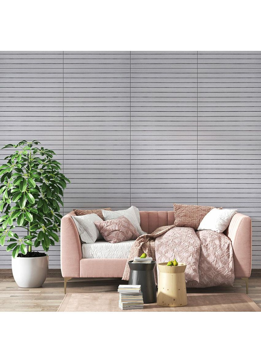 Покрытие виниловое самоклеющееся 3D рейки 600х600х2,8мм Кедр серебряный SW-00002198 Sticker Wall (353968411)