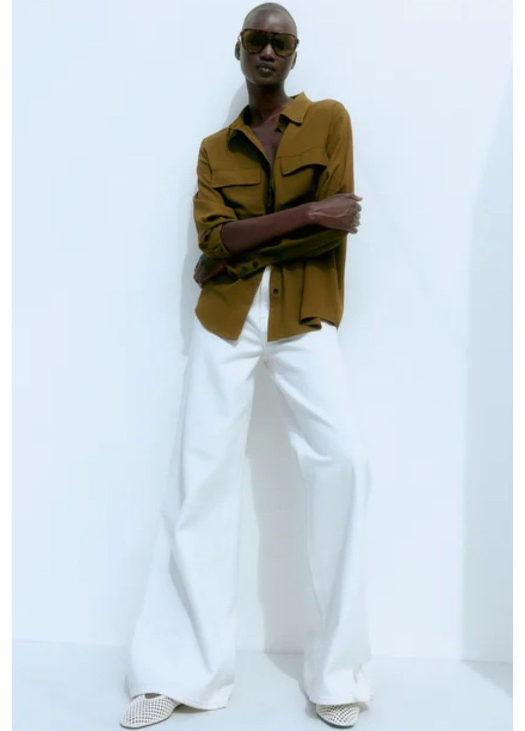 Темно-зеленая классическая рубашка H&M