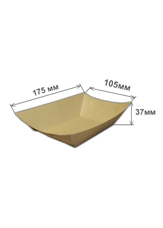 Картонні тарілки човники крафт ламіновані 175х105х37мм 100шт KOZA Style (322168006)