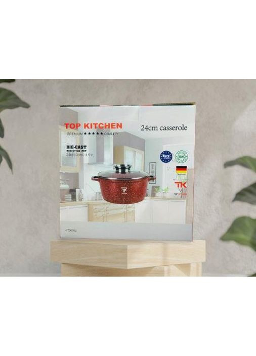Кастрюля котел с мраморным антипригарным покрытием 24х11,3см /4,51 л TK00052 Красный Top Kitchen (354179021)