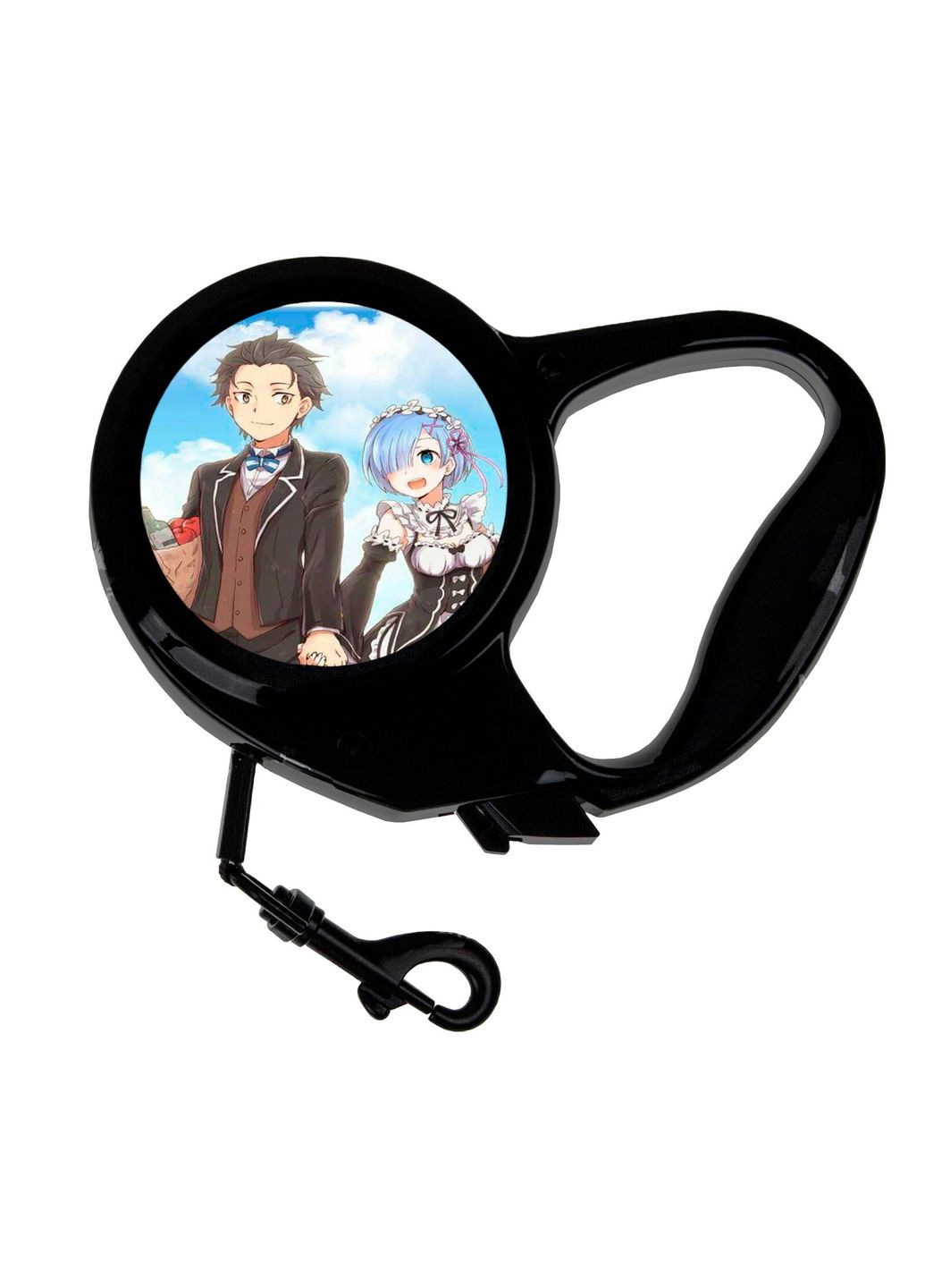 Поводок-рулетка для животных с принтом Аниме Жизнь в альтернативном мире с нуля #0001 3 м черный No Brand (309154326)