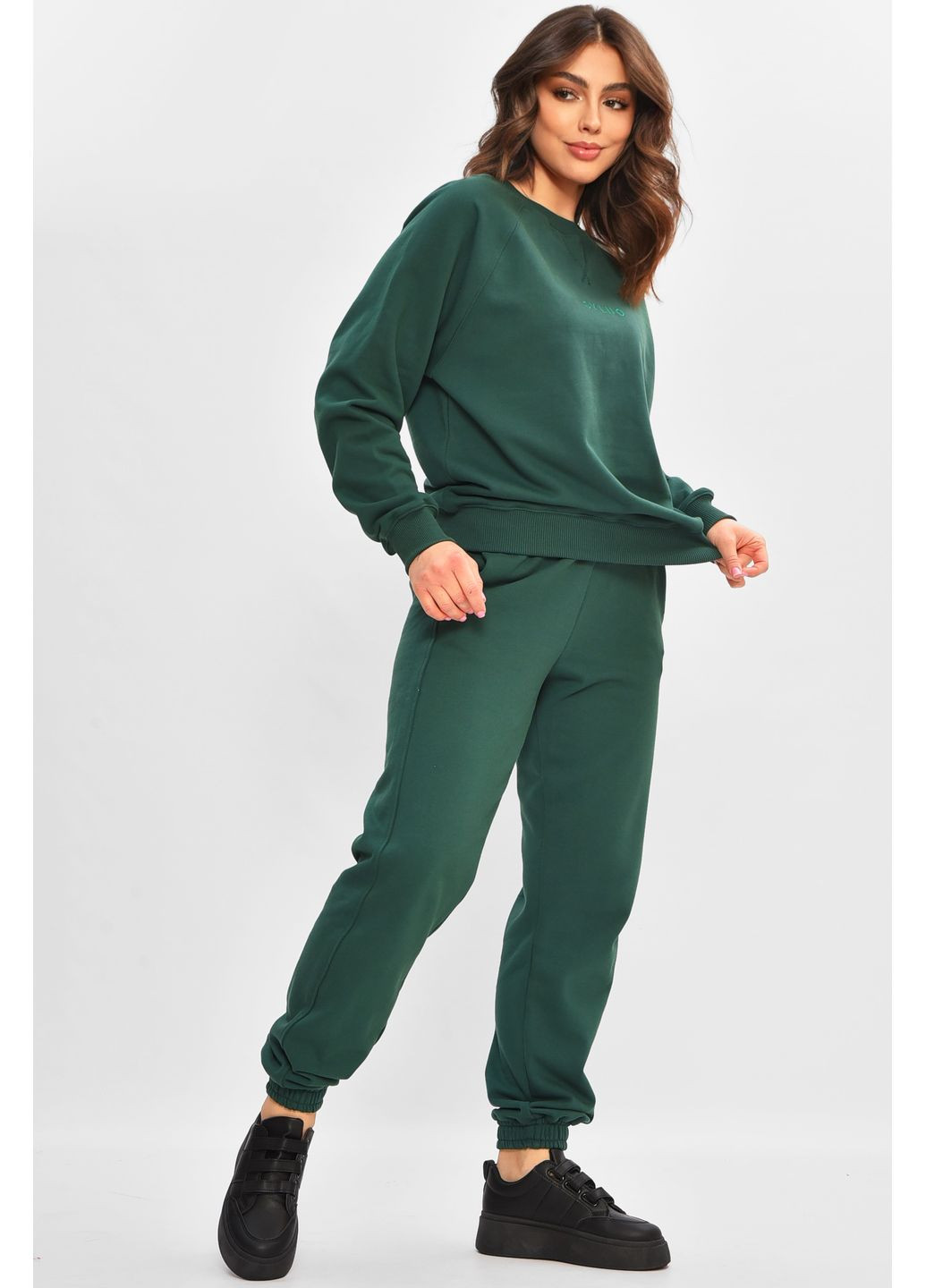 Спортивный костюм женский темно-зеленого цвета Let's Shop (362556216)