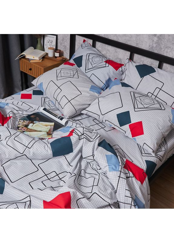 Комплект постільної білизни Бязь Gold Люкс «» Двоспальний 175х210 наволочки 2х40х60 (MS-820007110) Moon&Star Urban Grid (356115417)