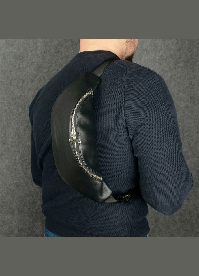 Мужская кожаная сумка-бананка Черная (78181) Stenk (327415892)