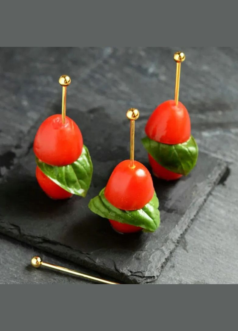 Шпажки из нержавеющей стали Перл золото 10 шт. коктейльные многоразовые шпажки для канапе REMY-DECOR (293245124)