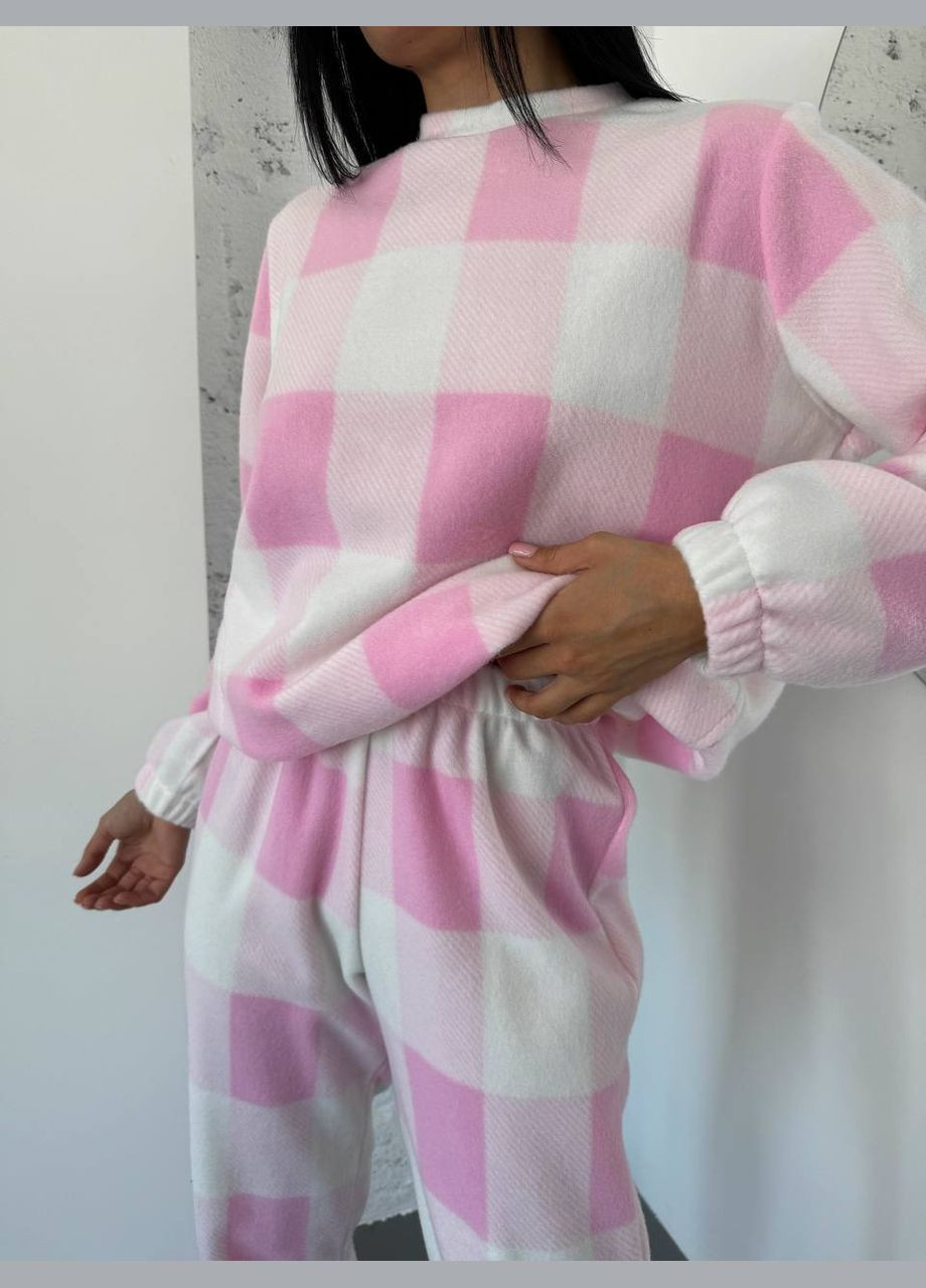 Рожева зимня піжама жіноча кофта + брюки No Brand