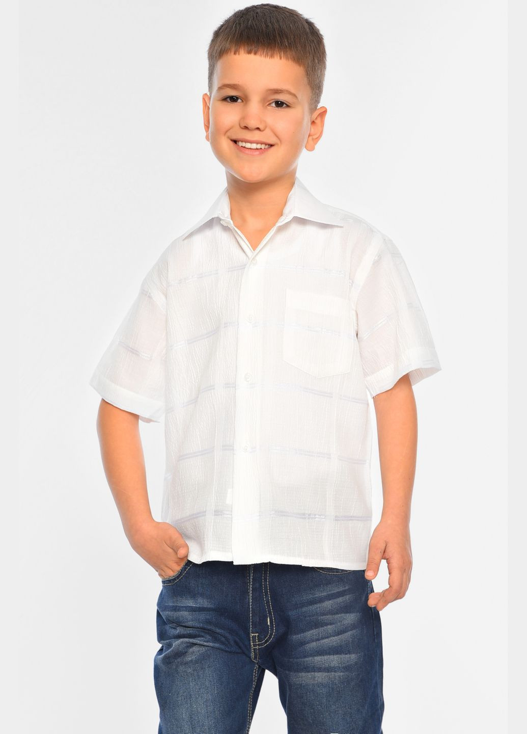 Молочная классическая рубашка в полоску Let's Shop