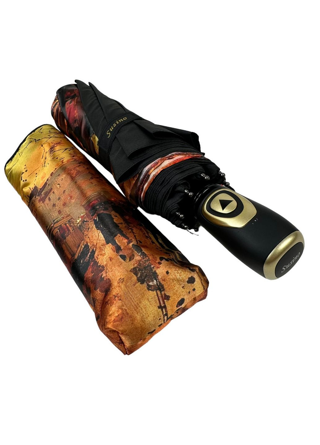 Чёрный женский зонт полуавтоматический d=96 см Susino (288048204)