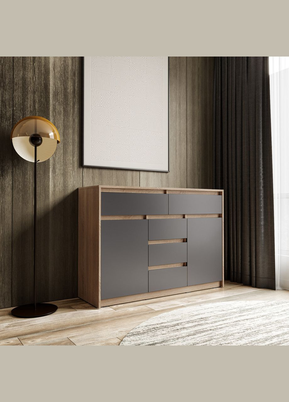 Комод для дома без ручек с 2 дверцами и 5 ящиками T-227 от MORELI (335423228)