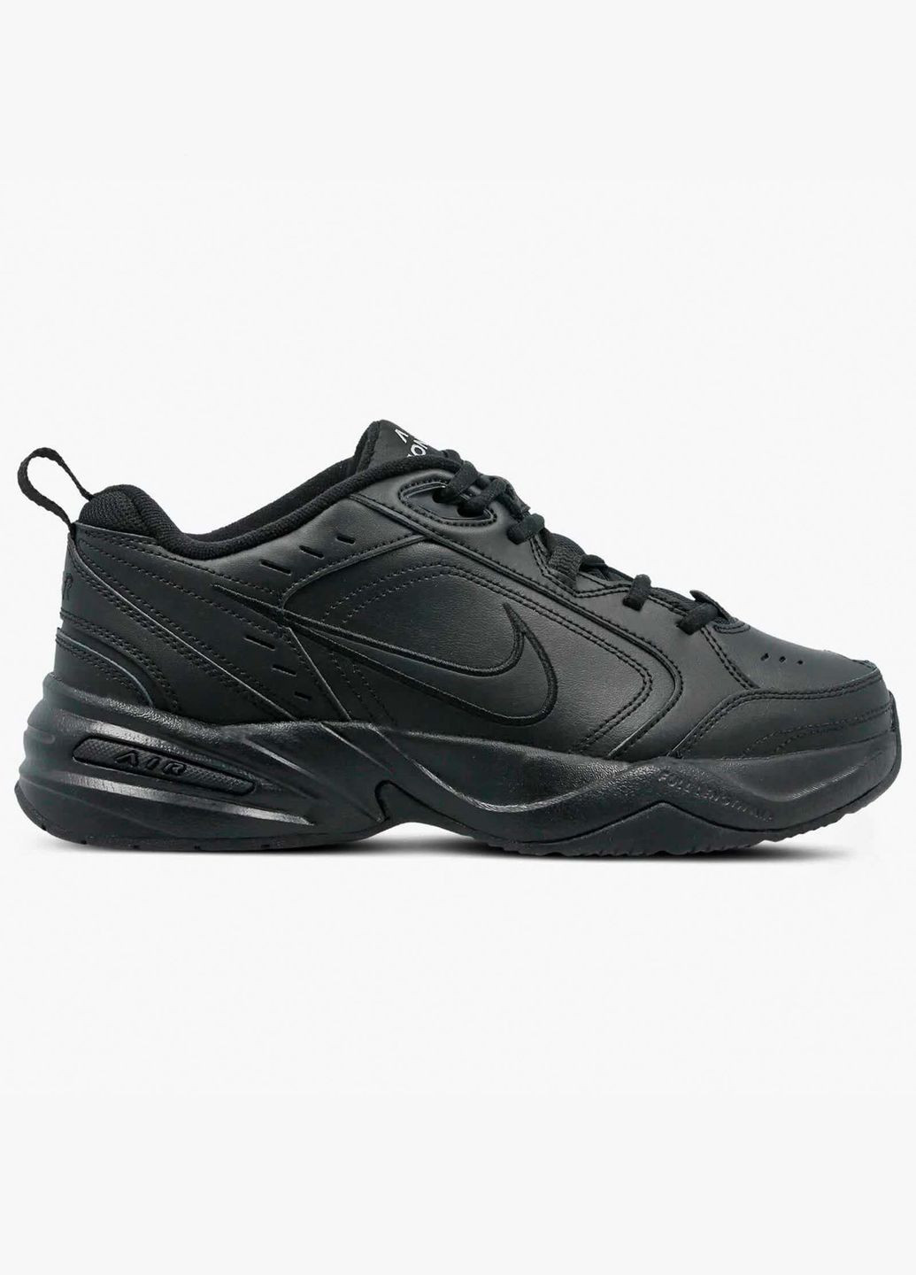 Черные всесезонные мужские кроссовки air monarch iv 415445-001 весна-осень кожа текстиль черные Nike